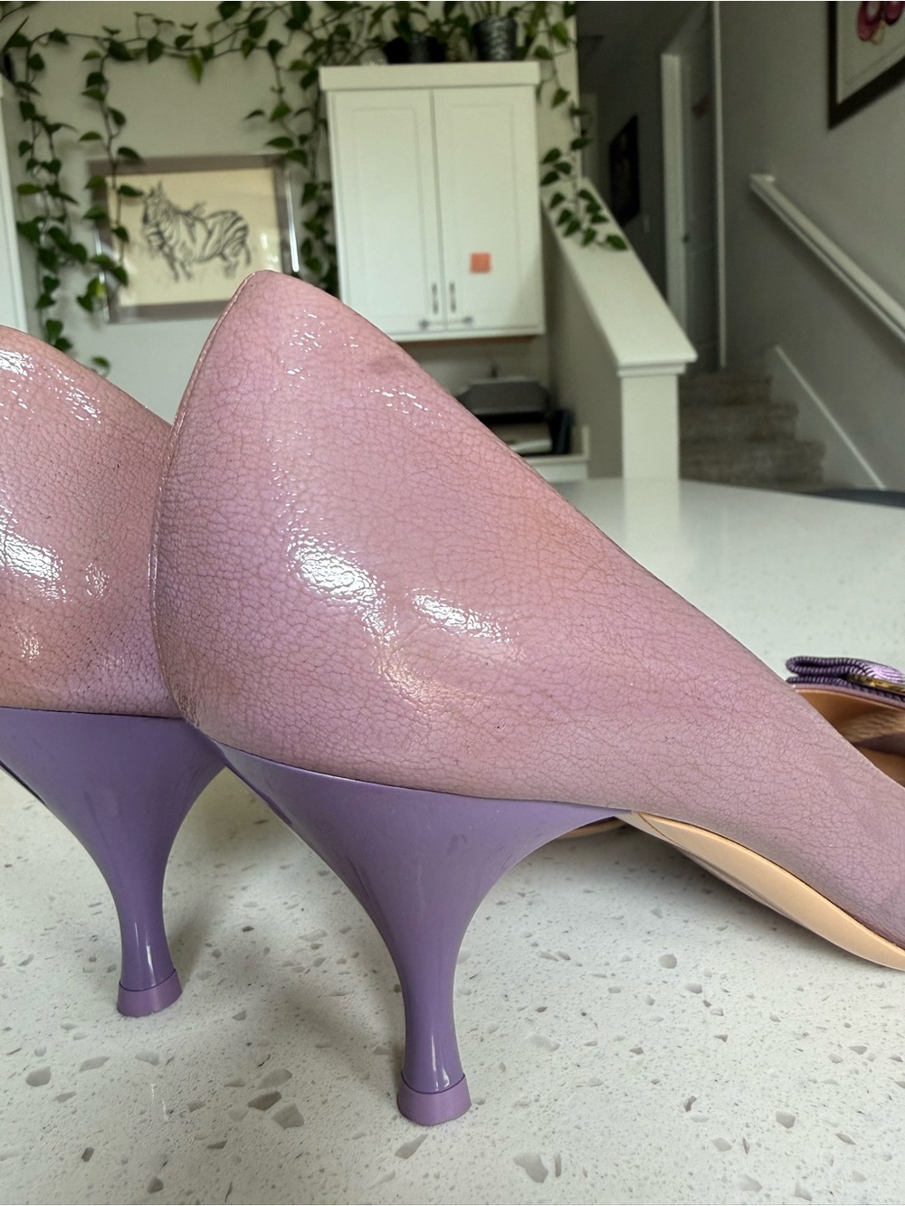 Salvatore Ferragamo Lilac Vara Bow Peep-Toe Pumps - Picture 12 of 16